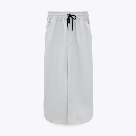 Zara TECHNICAL MIDI SKIRT w/ FRONT SLIT FRONT NEW - Picture 7 of 8